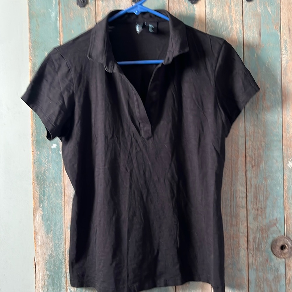 Cynthia Rowley women’s large short sleeve black polo